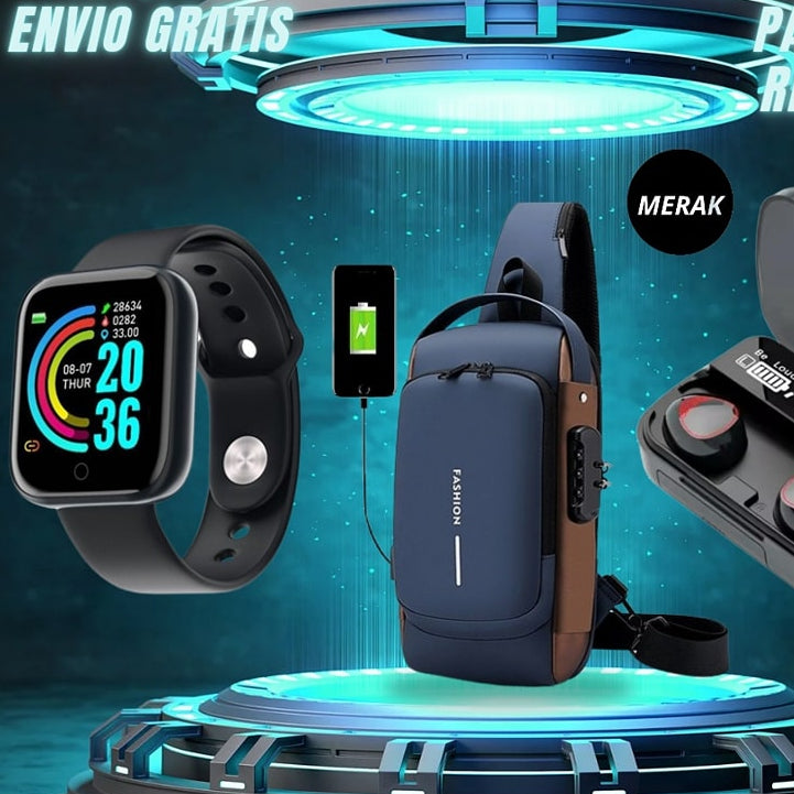 Bolso antirrobo+Audifonos M10 + Obsequio De Reloj inteligente T500🎁