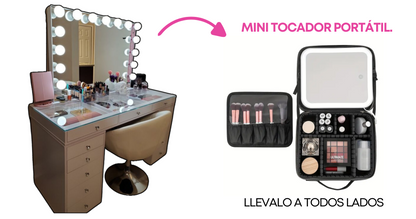 COSMETIQUERA PROFESIONAL CON ESPEJO LED