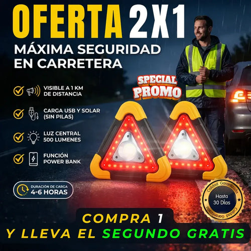 OFERTA 2 X 1: Triángulo de Emergencia Led 3 en 1 | Tu salvavidas nocturno