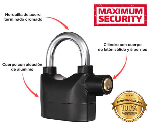 CANDADO ANTIRROBO CON ALARMA