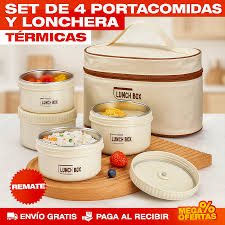 set x 4 Set de 4 portacomidas y lonchera térmica.